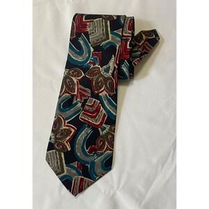 Carlos Tomasini  Necktie Blue Green Red Brown Abstract Geometric‎ Tie